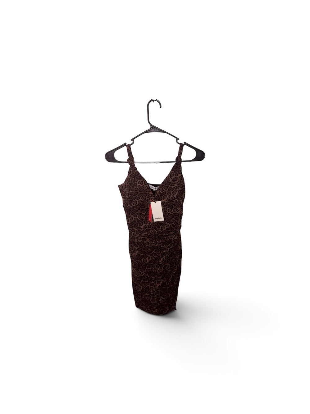 Brown Floral Sheath Dress with V-Neck